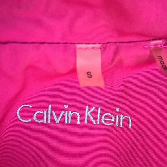 Calvin Klein Fuchsia Double-Breasted Belted Trench Coat - Size Small - Picture 2 of 13